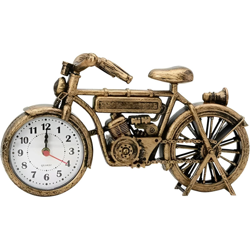 Vintage Roman Numeral Quartz Movement / Crystal Alarm Tabletop Clock Brass