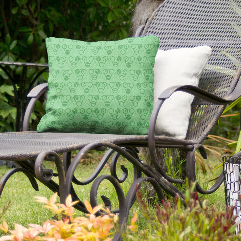 Coussin décoratif à cercles Waves intérieur/extérieur, 18 po x 18 po, Vert, Protection UV