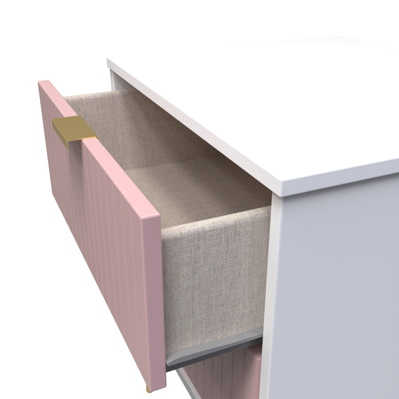 Beranda 45cm W Manufactured Wood Bedside Table, Kobe Pink/White