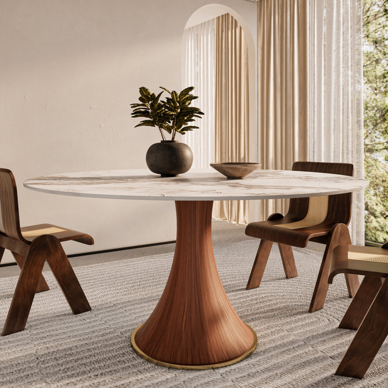 Danner Northwoods Round Solid Wood Farmhouse Kitchen Dining Table For 4-8 People, Pandora, 29.52"H x 53.15"L x 53.15"W