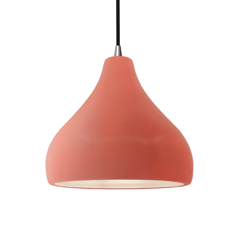 Luminaire suspendu à 1 lumière Meydan, H 8 po x l 11,5 po x P 11,5 po, DEL (intégrée), Rosé brillant / noir nickel