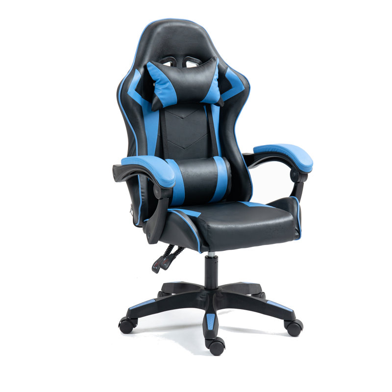Inbox Zero Adjustable Reclining Ergonomic Swiveling PC & Racing Game Chair, Blue
