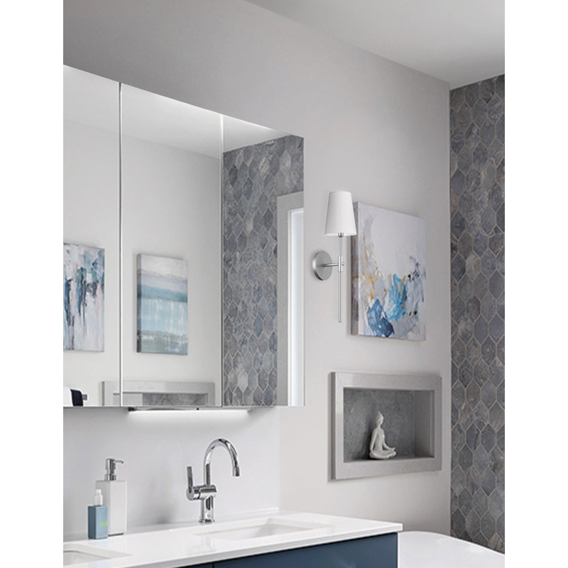 Applique murale 1 lumière avec abat-jour blanc Stelly, Noir mat