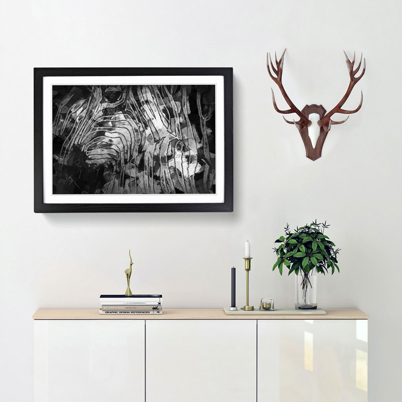 Stripes of the Zebras in Abstract - Framed Print, 36cm H x 48cm W x 2cm D, Black Framed