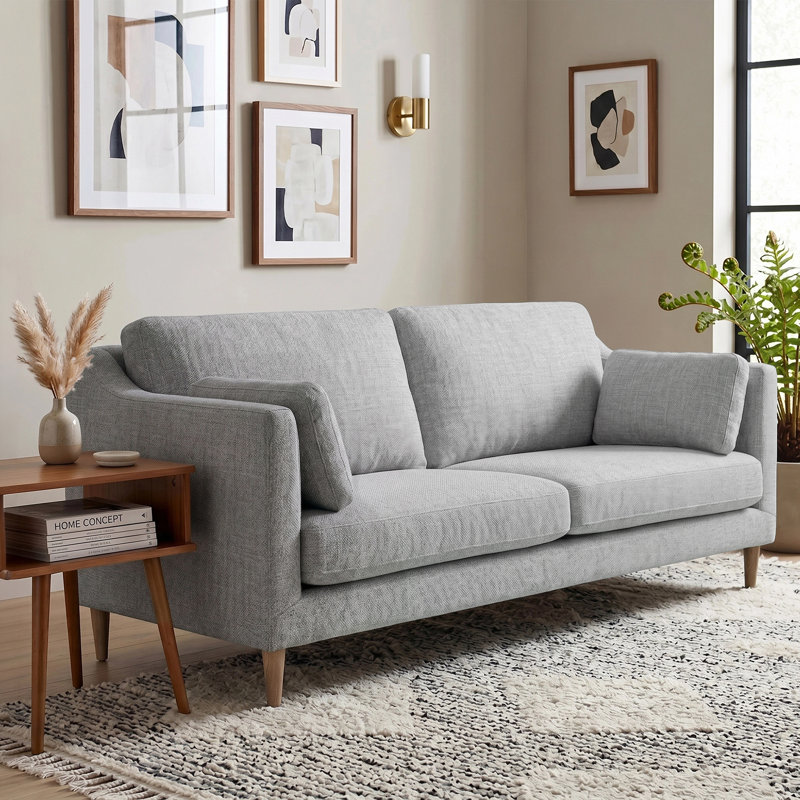 Taelan 78"W Modern Upholstered Loveseat Sofa, Removable Cushion & Oak Wood Legs