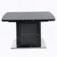 Table de salle à manger rectangulaire moderne de 47,24 à 63 po, extensible, avec plateau de table en marbre noir imprimé et pieds de table de rangement avec base en métal-196284704