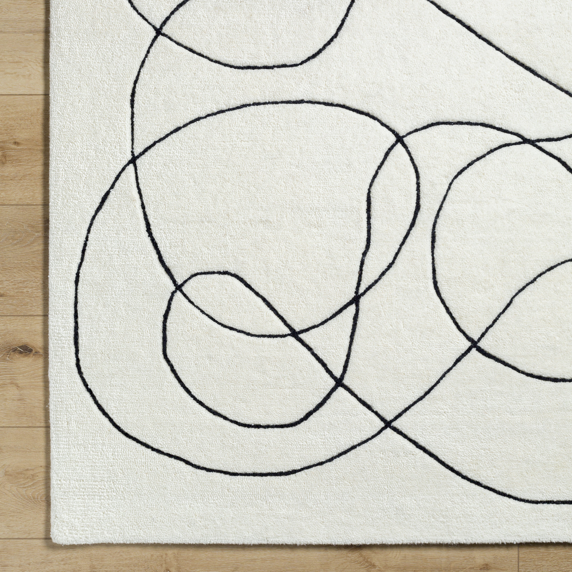 Samsa Wool Black/Cream Rug, Rectangle 8' x 10'