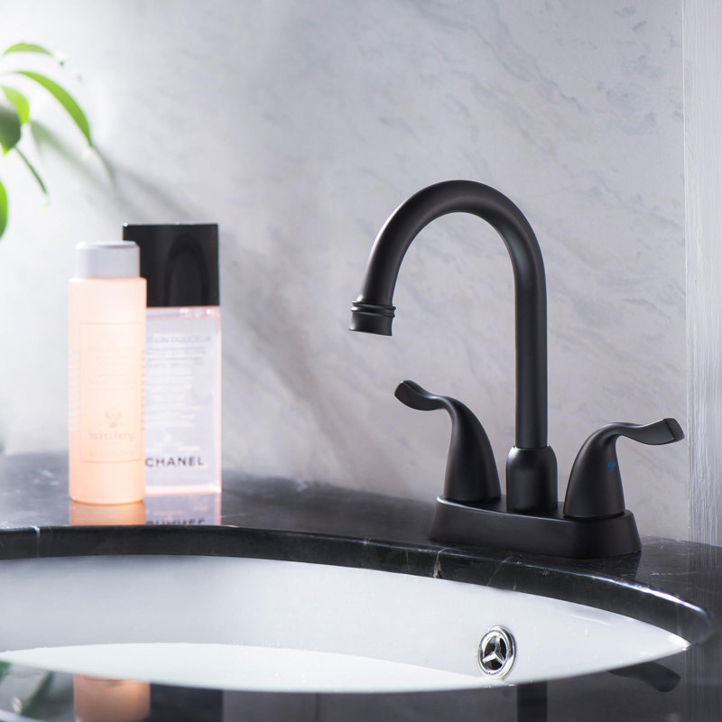 Robinet de lavabo de salle de bain à 2 poignées en acier inoxydable avec bec pivotant