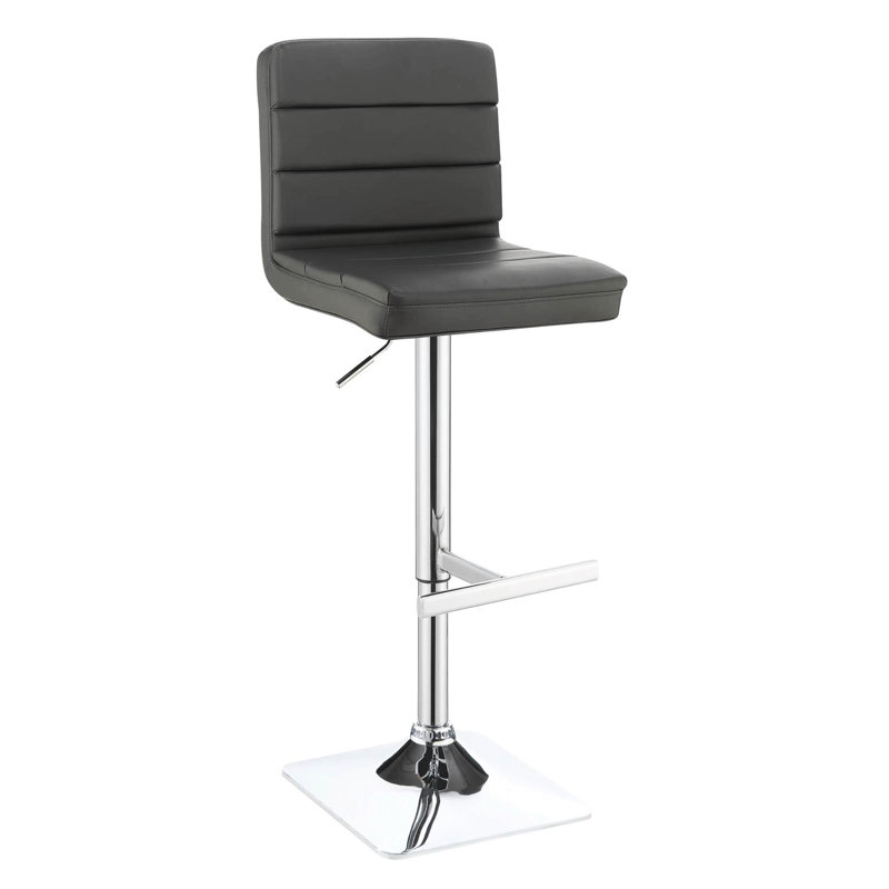 Tabourets de bar réglables gris (2) - Élégants pour la maison et le salon, rembourrés avec un coussin de qualité, un dossier plein, une base carrée, un repose-pieds, une option de hauteur personnalisable et 2 sièges de cuisine élégants