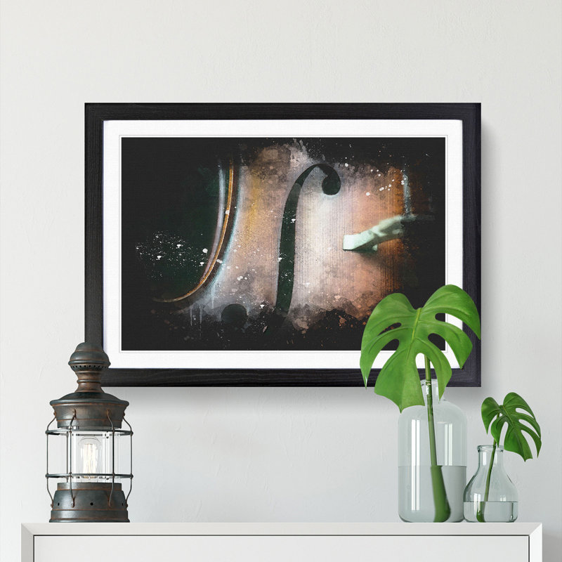 Curves of the Cello - Framed Print, Black Framed, 45cm H x 63cm W x 2cm D