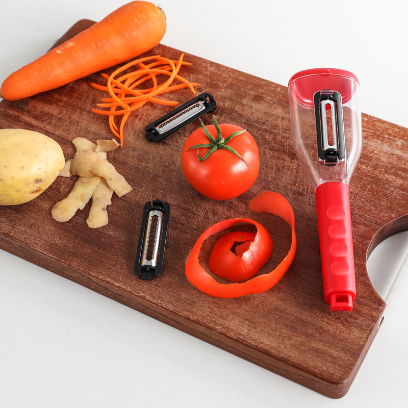 Vegetable Peeler With Storage Container With 3 Interchangeable Blades