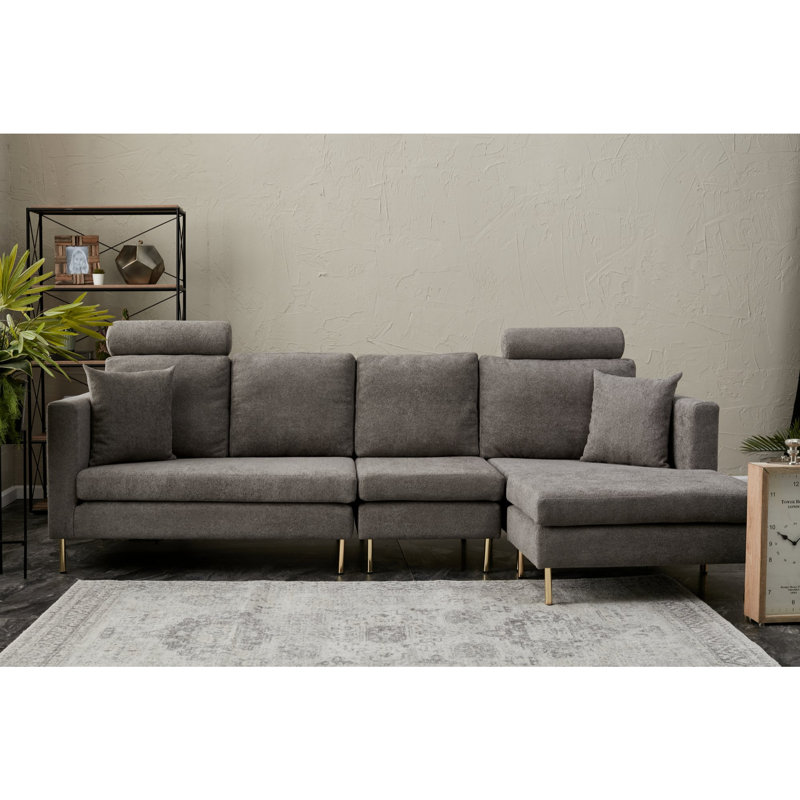 Canapé modulaire réversible de 47,6 po Okamoto, Or, 100 % polyester gris