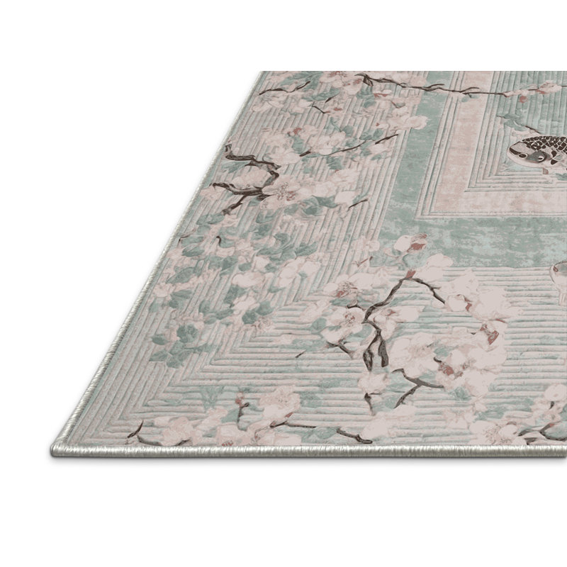 Tapis beige soyeux et moelleux, Rectangle 7 pi x 10 pi
