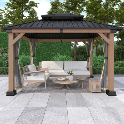 12 pi. L 10 pi. D Pavillon de jardin en bois de cèdre massif avec moustiquaire