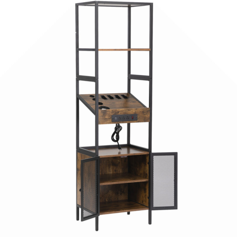 Armoire de rangement avec tablettes ouvertes et porte-séchoir Jarmaine