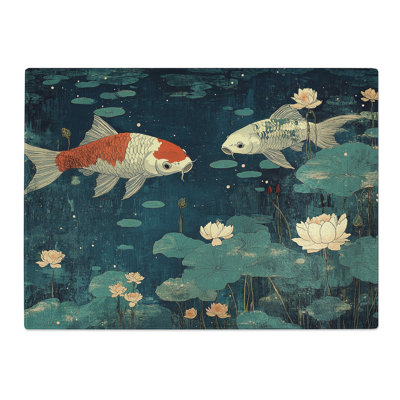 Koi Fish Pond  Glass Chopping Board