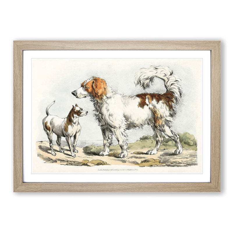 Two Hunting Dogs by Henry Alken - Picture Frame Painting Print, 27cm H x 36cm W x 2cm D, Oak Framed
