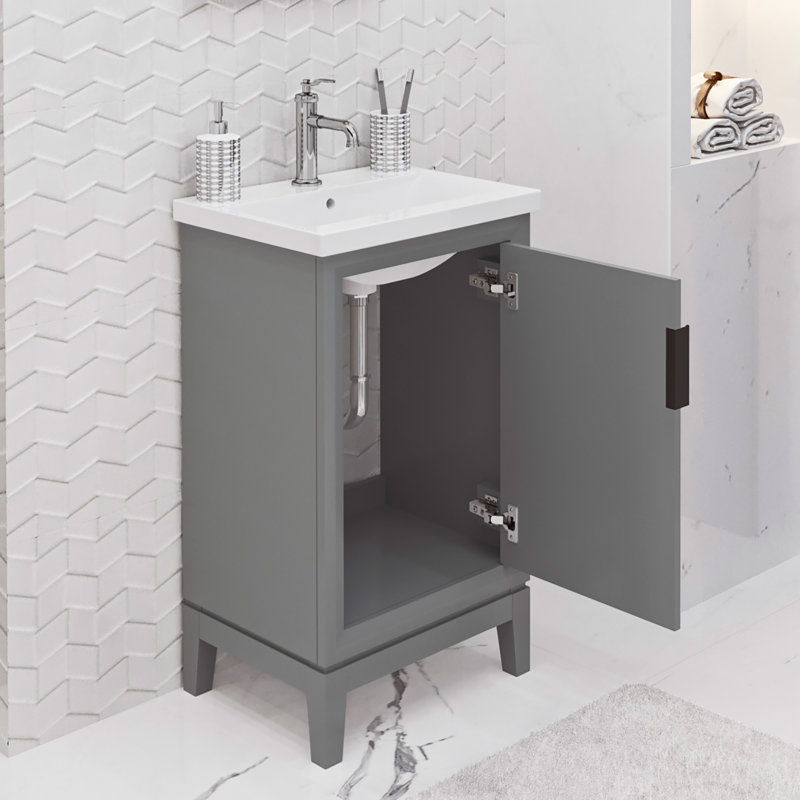 Ensemble de meuble-lavabo simple 21 po Finkbeiner, Gris cachemire, Noir mat