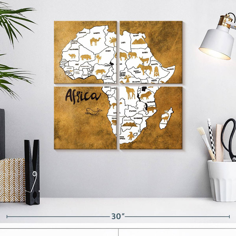 Carte d'Afrique Aliaz, H 18 po x l 18 po