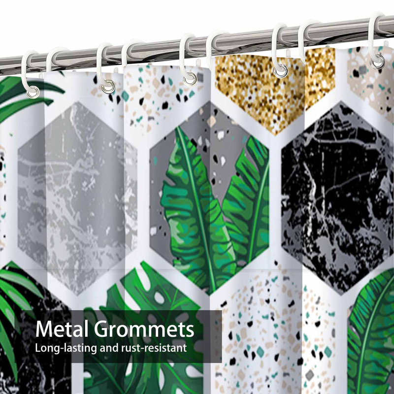 Rideau de douche en marbre à formes géométriques avec 12 crochets, L 72 po x l 84 po