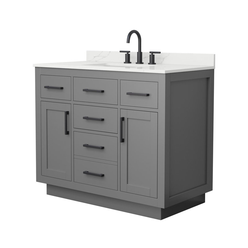 Beckett TK 42'' W Vanity, Matte Black, 8" Center