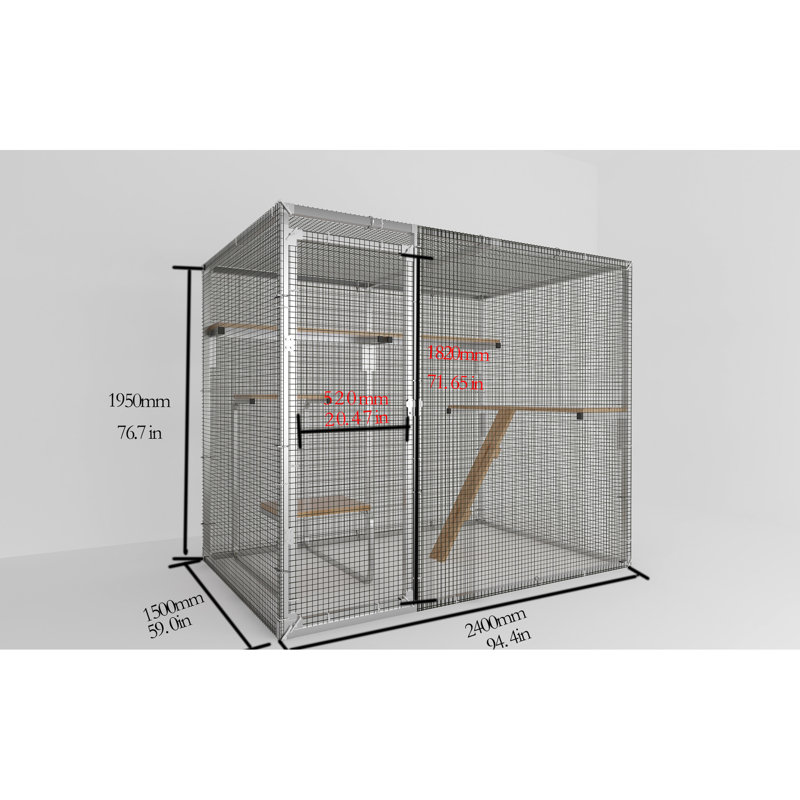 Parc avec espace abondant, filet sécurisé, 4 plateformes, bricolage, abri en métal argenté, enclos pour chat spacieux, enclos