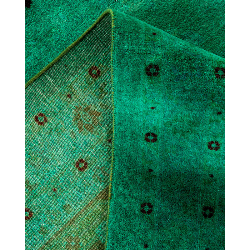 Tapis vert / noir unique 12 pi 3 po x 15 pi 6 po Aliya Aliya