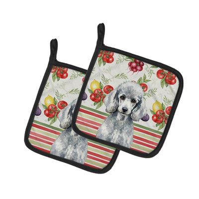 Paire de porte-casseroles à caniche standard en argent standard