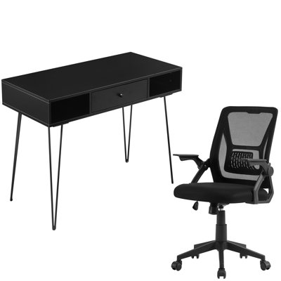 Ensemble de bureau d'écriture rectangulaire 2 pièces avec fauteuil