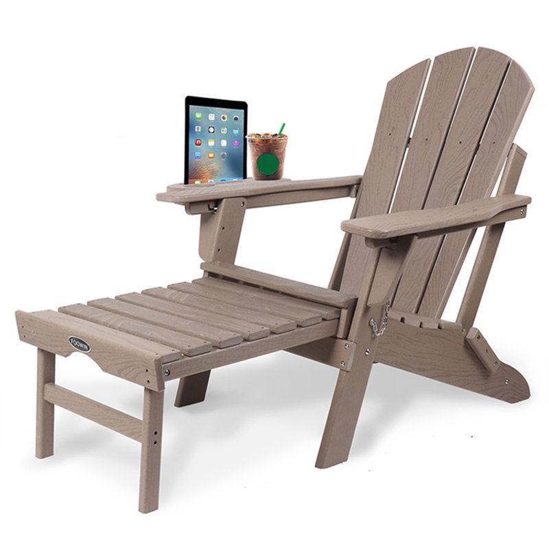 Adjustable Backrest Adirondack Chair HDPE Adirondack Chair with Ottoman, Brown