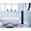 Robinet de salle de bain noir mat à cascade, commande à une poignée, acier inoxydable avec bonde escamotable sans trop-plein-121767971