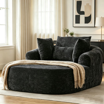 Oversized Chaise Lounge Chair, 65.7" Chenille Upholstered Sofa with Deep Seat, Sleeper Sofa Couch, Plush Accent Chair with Pillows for Living Room Bedroom