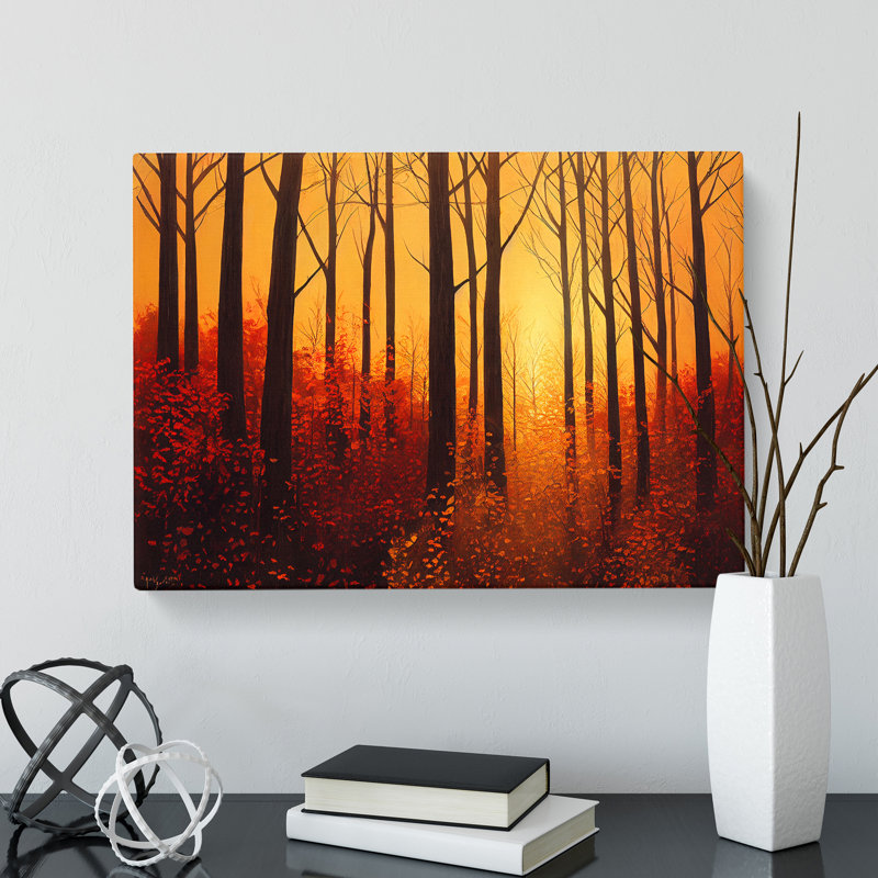 Autumn Forest At Sunset Vol.1 - Wrapped Canvas Painting, 35cm H x 50cm W x 3cm D