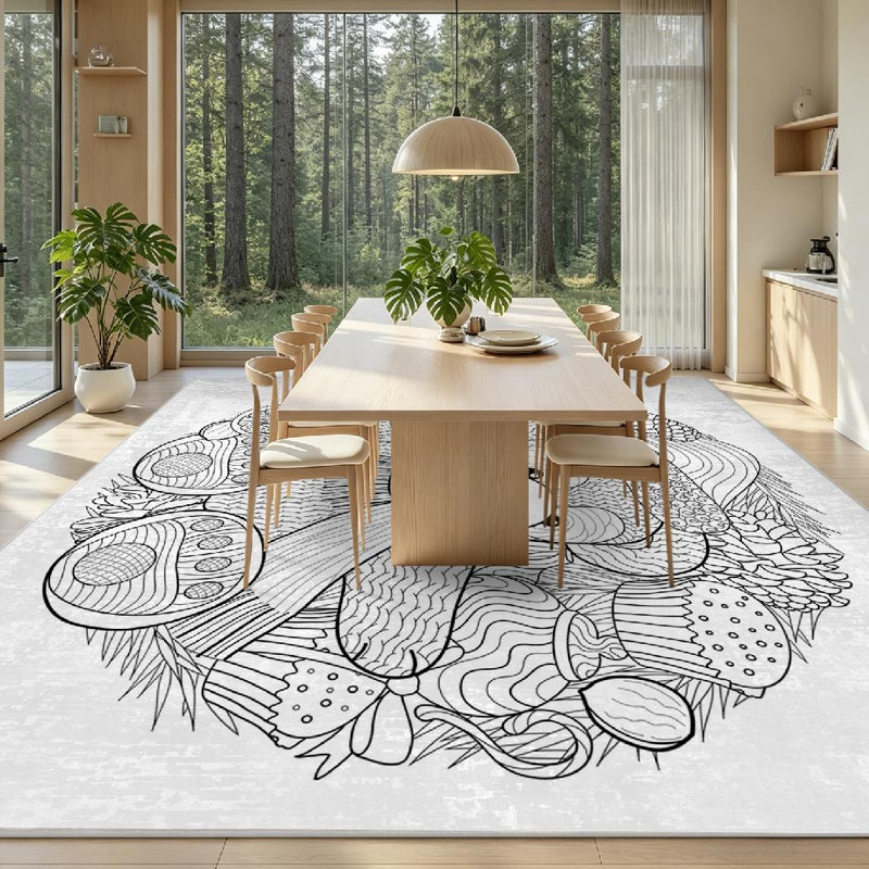 Tapis d'intérieur orange lavable à la machine, motif d'oursons à colorier de Noël, Rectangle 71 po x 98 po