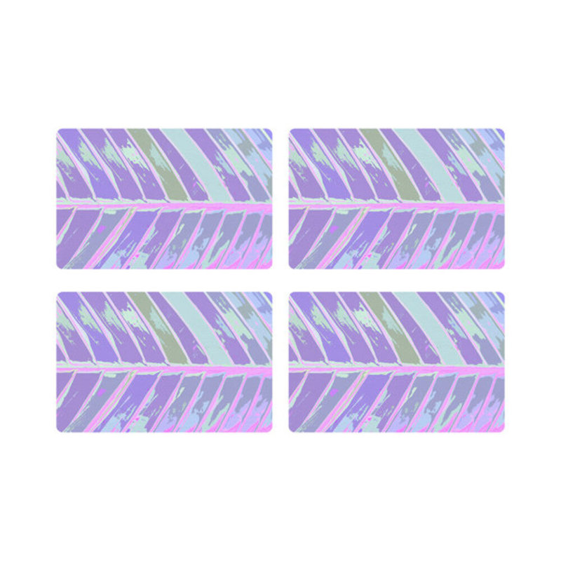 Tropical Leaf Vegan Leather Rectangle Pebble Placemat, Wander