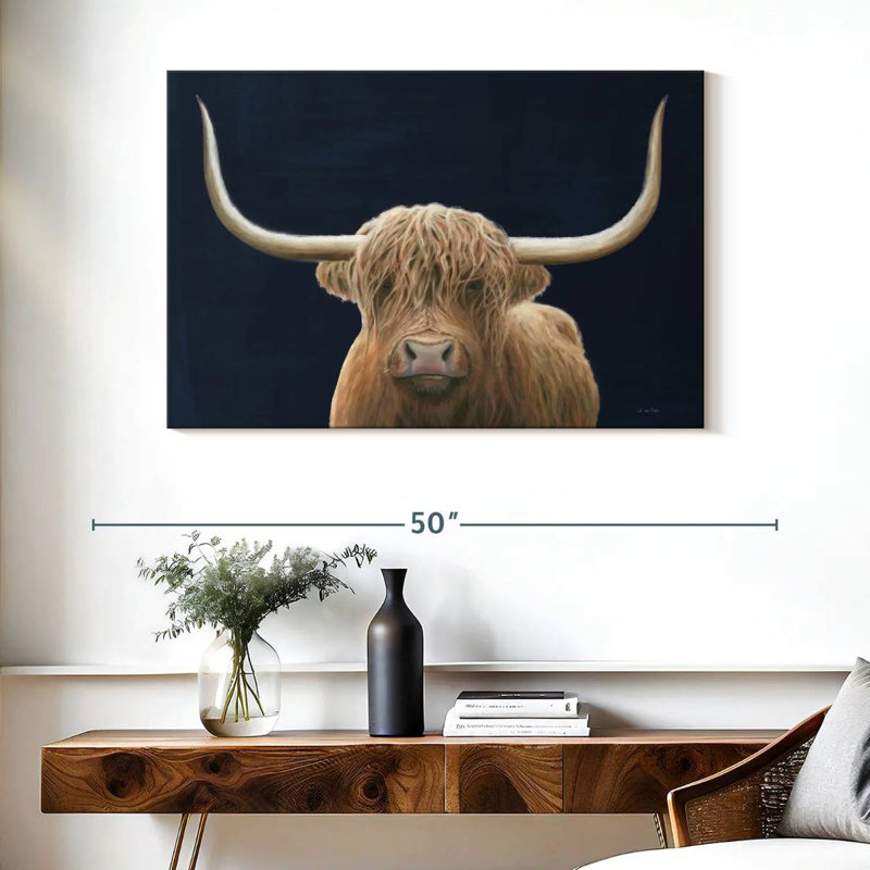 Brampt Highland Cow Navy, 26" H x 39" W