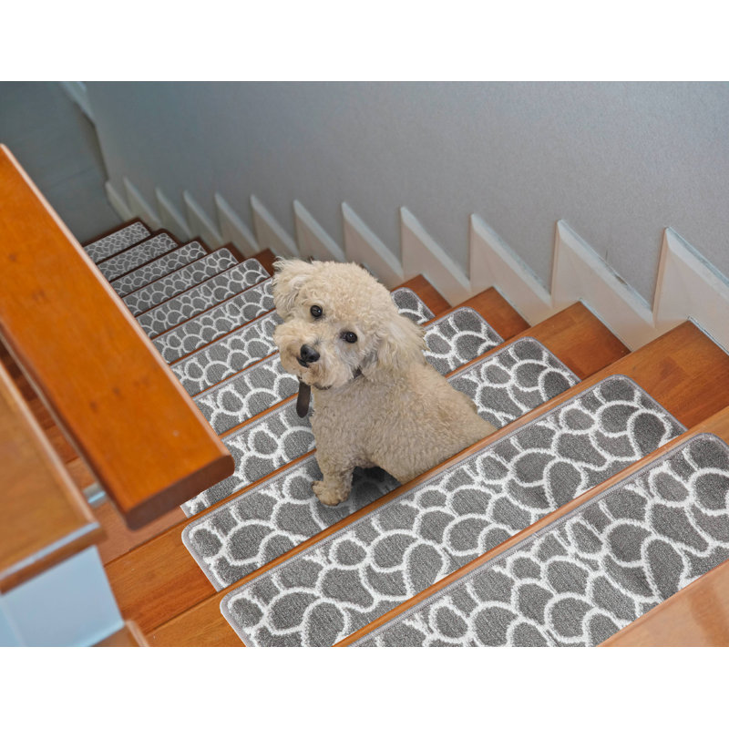 Tapis d’escalier gris doux et vibrant treillis Alderman