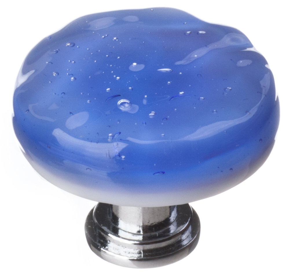 Glacier Mushroom Knob Knob, Polished Chrome, Sky Blue