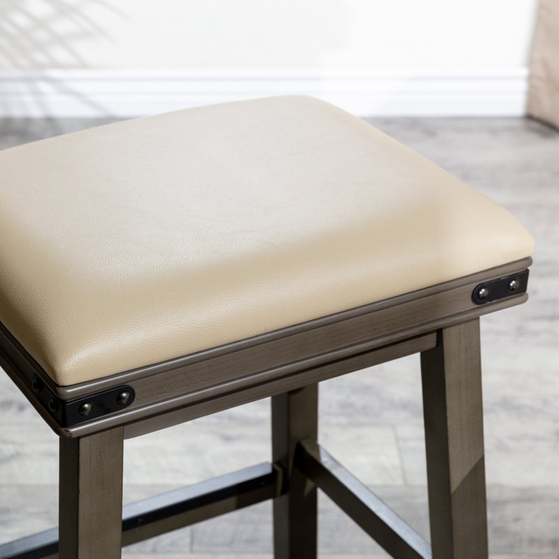 Saddle Stool, Weathered  Finish,  Leather Seat, Tabouret de comptoir (siège d'une hauteur de 24,0, White, Black