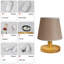 Lampe de table veilleuse pour la chambre à coucher à 3 lumières à intensité variable avec abat-jour rond en lin pour salon, bureau, dortoir, bois massif, ampoule DEL incluse-132009908