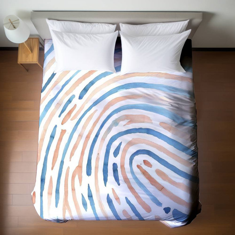 Housse de couette pour grand lit Shapes Blue, Housse de couette pour grand lit, Bleu / orange abstrait 2