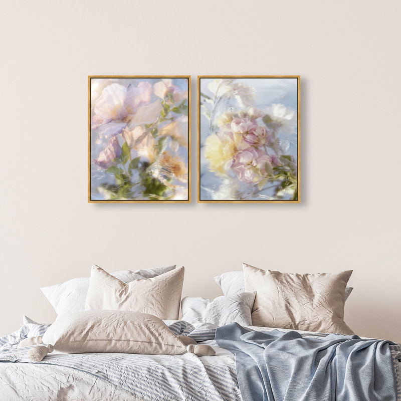 Floral Haze Set Set by Oliver Gal, 25"H x 31"W, Gold Floater Frame