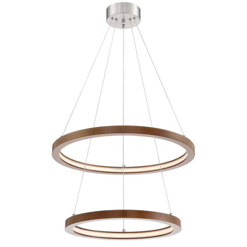 Lustre géométrique unique à 2 lumières à DEL Saleigh, Chrome, H 1,25 po x l 28 po x P 28 po