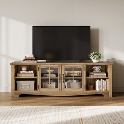 Meuble télé 66 po pour téléviseur de 75 po ou moins avec rangement spacieux et tablettes réglables
