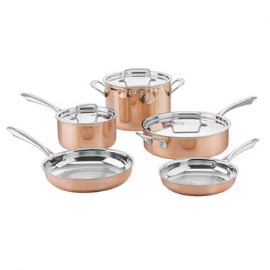 BergHOFF Copper Tri-Ply 13Pc Cookware Set, Polished, Hammered