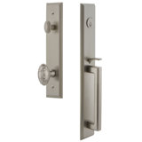 Carré Handleset with Single Cylinder Deadbolt and Grande Victorian Door Knob and Rosette