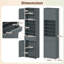 Grey Freestanding Tall Kitchen Storage Cabinet 180cm, Buffet Pantry Cupboard with 4 Doors, Adjustable Shelves and Anti-Tipping Device for Dining Room