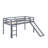 Twin Elevated Bed With Ladder And Slide Loft Design Including Safety Guardrails-117529622