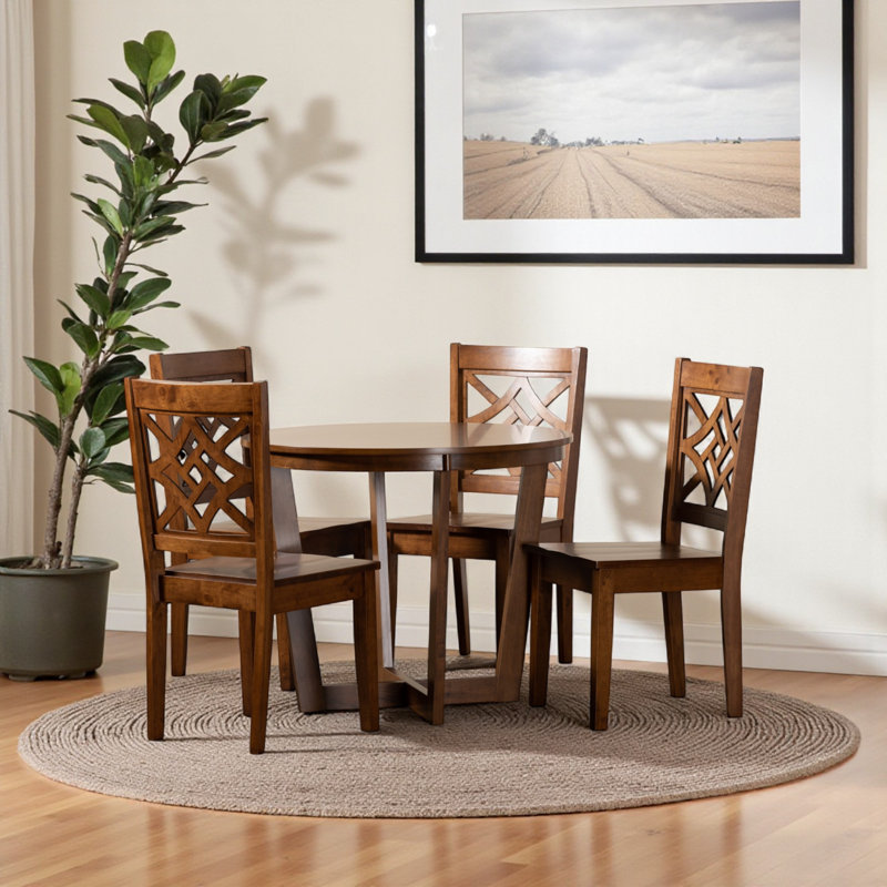Ensemble de salle à manger 5 pièces moderne et contemporain à finition brun noyer Ford, H 29,61 po x l 35,12 po x P 35,12 po Ford