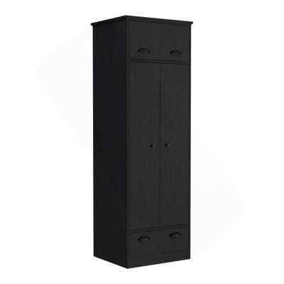 Armoire Falkland avec 1 tiroir et 1 tiroir à charnière avec poignées - noir